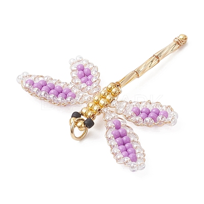 Glass Seed Beaded Dragonfly Pendants PALLOY-MZ00983-05-1