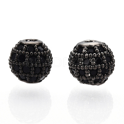 Rack Plating Brass Cubic Zirconia Beads ZIRC-S001-6mm-B04-1