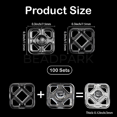 100pairs Plastic Snap Buttons BUTT-CY0001-03-1