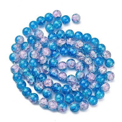 1Strand Two Tone Transparent Crackle Glass Round Beads Strands X-CCG-Q001-10mm-19-1