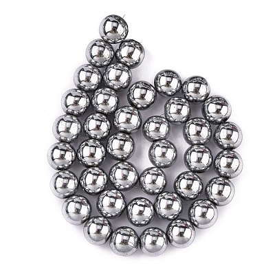 Non-magnetic Synthetic Hematite Beads Strands G-S096-10mm-3-1
