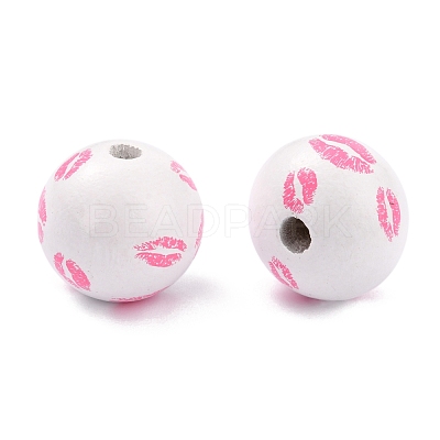 Spray Painted Natural Wood Beads WOOD-P015-F01-1