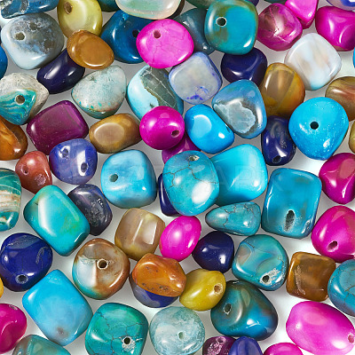 100Pcs 5 Colors Natural Agate Beads G-TA0002-51-1