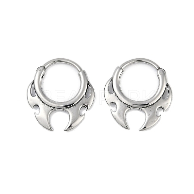 Fire Shaped 316 Surgical Stainless Steel Hoop Earrings LS-EJEW-G416-35P-1