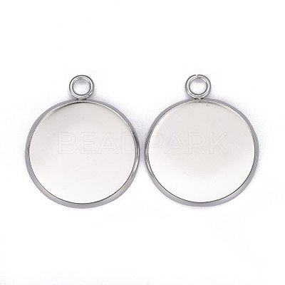 304 Stainless Steel Pendant Cabochon Settings X-STAS-F191-14S-G-1