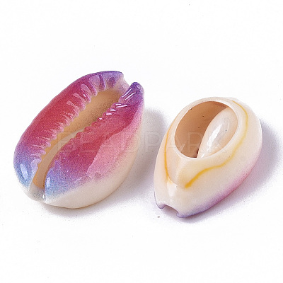 Printed Natural Cowrie Shell Beads X-SSHEL-R047-01-A03-1