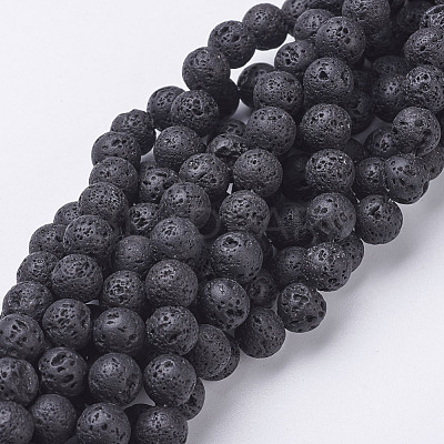 Natural Lava Rock Beads Strands X-G-E005-1-1