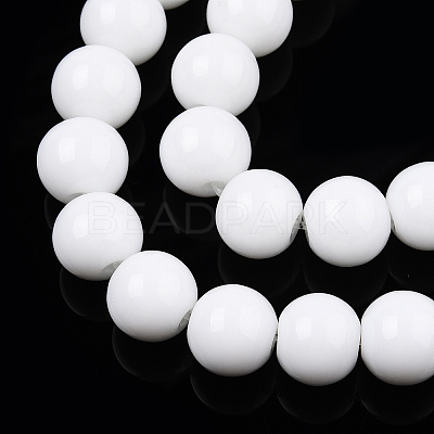 Opaque Solid Color Glass Beads Strands GLAA-T032-P8mm-02-1