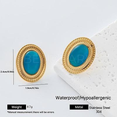 304 Stainless Steel Resin Stud Earrings for Women OH3456-8-1