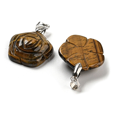Natural Tiger Eye Carved Pendants G-I319-02P-A06-1
