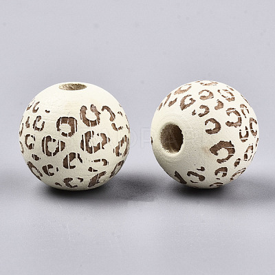 Painted Natural Wood Beads WOOD-T021-53B-12-1