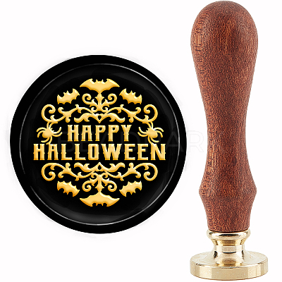 Brass Wax Seal Stamp with Handle AJEW-WH0184-0493-1