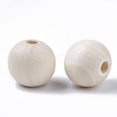 Natural Unfinished Wood Beads WOOD-S651-A16mm-LF-1