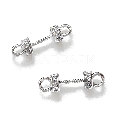 Brass Micro Pave Clear Cubic Zirconia Connector Charms KK-K361-01P-1