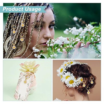 24Pcs Alloy Enamel & Iron Braiding Hair Pendants Decoration Clips OHAR-AB00008-1
