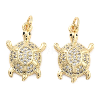 Brass Pave Clear Cubic Zirconia Pendants KK-U009-12L-G-1