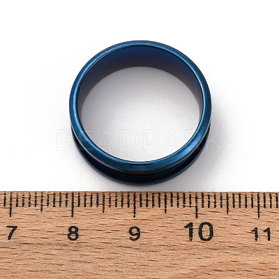201 Stainless Steel Grooved Finger Ring Settings STAS-TAC0001-10C-L-1