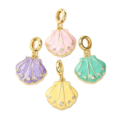 Brass Enamel European Dangle Charms KK-C119-05G-1
