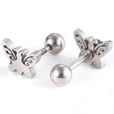 Tarnish Resistant 201 Stainless Steel Barbell Cartilage Earrings EJEW-R147-20-1