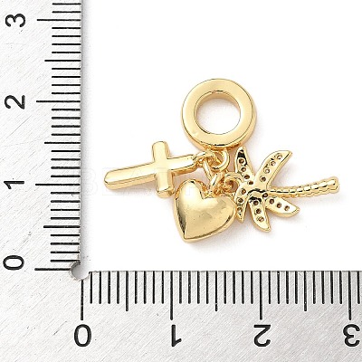 Brass Micro Pave Clear Cubic Zirconia European Dangle Charms KK-D502-13D-G-1