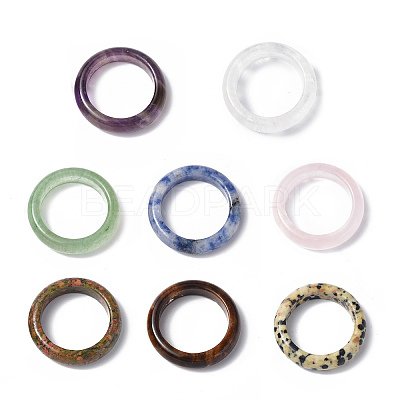 Natural Gemstone Plain Band Ring for Women RJEW-P044-01B-M-1
