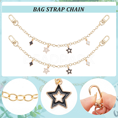 2Pcs Brass Cable Chains Purse Strap Extenders FIND-WR0006-66A-1