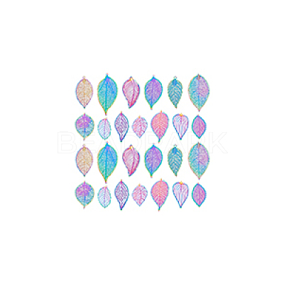 26Pcs 13 Styles Ion Plating(IP) 201 Stainless Steel Filigree Pendants STAS-GA0001-67-1