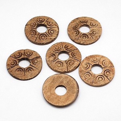 Natural Coconut Flat Round Bead X-COCB-P002-03-1