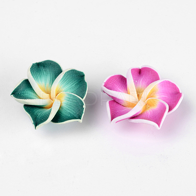 Handmade Polymer Clay 3D Flower Plumeria Beads CLAY-Q192-20mm-M-1
