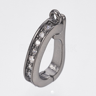 Brass Micro Pave Cubic Zirconia Fold Over Clasps ZIRC-F083-116B-RS-1