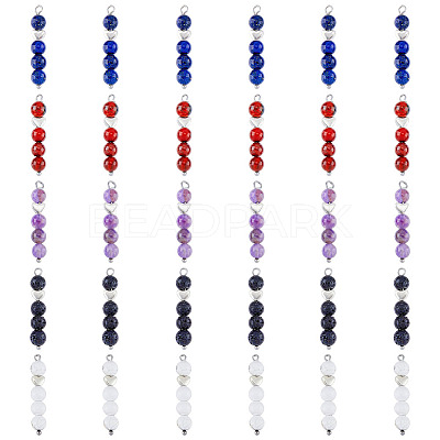 6 Set 5 Styles Natural Mixed Gemstone Pendants FIND-FH0005-66-1