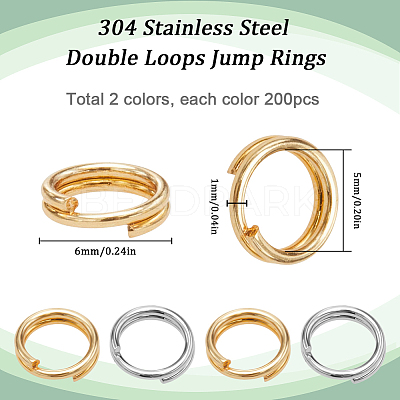 2 Colors 304 Stainless Steel Split Rings STAS-SC0009-25D-1