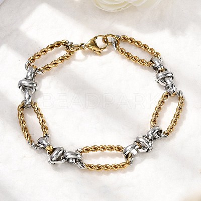 304 Stainless Steel Oval Link Chain Bracelets for Women BJEW-D377-01D-1