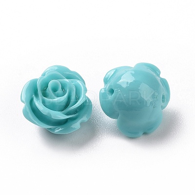 Synthetic Coral 3D Flower Rose Beads CORA-A006-15mm-033-1