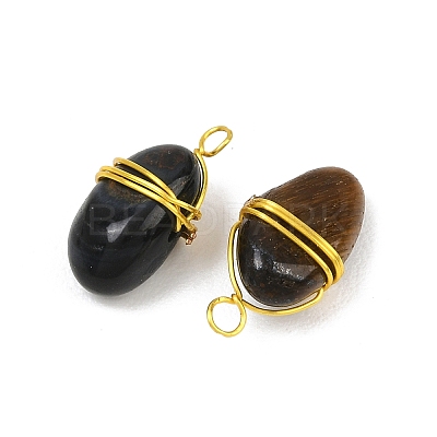 Natural Tiger Eye Wire Wrapped Pendants GG-CBA4154-01G-02-1