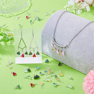 90Pcs 9 Styles Glass Triangle Pendants PALLOY-TAC0258-1