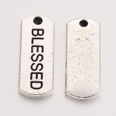 Tibetan Style Alloy Rectangle with Word Blessed Pendants X-TIBEP-Q043-060-RS-1