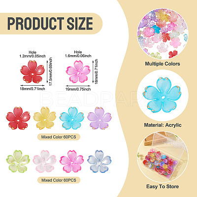 120Pcs 2 Styles Acrylic Bead Caps OACR-TA0004-70-1