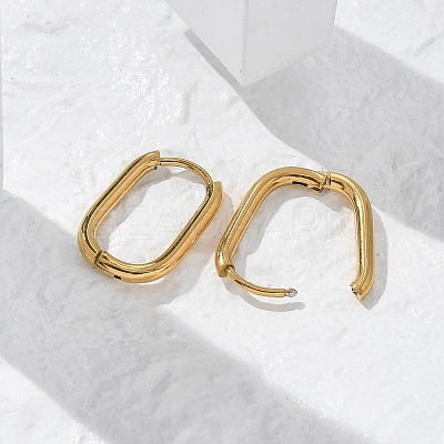 Ion Plating(IP) 304 Stainless Steel Oval Hoop Earrings EJEW-M218-02A-G-1