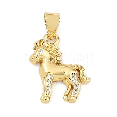 Brass Micro Pave Clear Cubic Zirconia Pendants KK-C265-01C-G-1