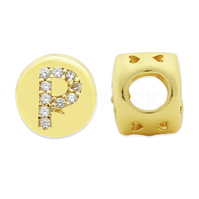Brass Micro Pave Clear Cubic Zirconia Beads KK-T030-LA843-PX3-1