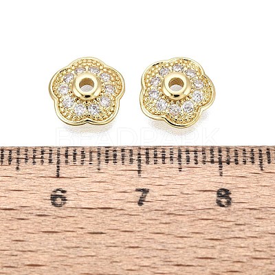 Brass Micro Pave Clear Cubic Zirconia Bead Caps KK-Q071-15G-02-1