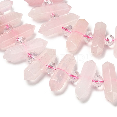 Natural Rose Quartz Double Terminated Point Beads Strands G-H069-B17-01-1