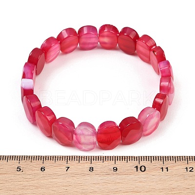 Dyed & Heated Natural Agate Oval Beaded Stretch Bracelet G-E010-01-17-1
