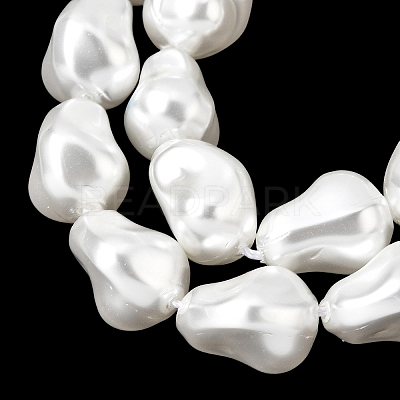 Electroplated Glass Shell Pearl Beads Strands BSHE-B009-B01-10x15mm-1