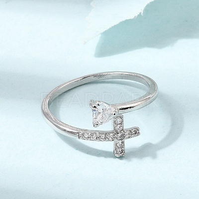Adjustable Brass Micro Pave Cubic Zirconia Cuff Open Rings CU-CBABA66-05P-1