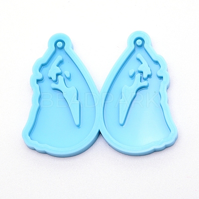 Teardrop with Lady Silicone Statue Pendant Molds DIY-WH0175-58-1