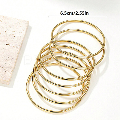 7Pcs Stainless Steel Plain Bangles for Women AW3948-3-1