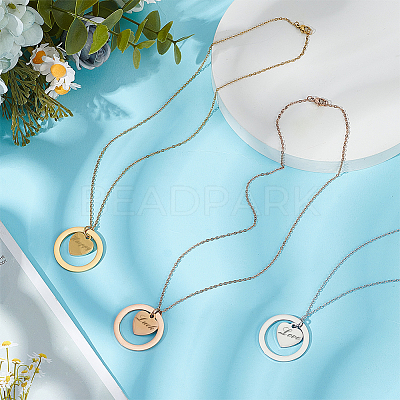 3Pcs 3 Colors 304 Stainless Steel Pendant Necklaces NJEW-BC0001-12-1