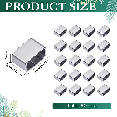 60Pcs 201 Stainless Steel Slide Charms STAS-ME0002-75-1